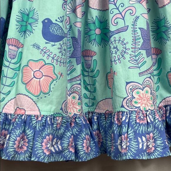Eleanor Rose Mint, blue and pink floral polka dot and bird print dress NWOT 4-5 - Picture 10 of 13